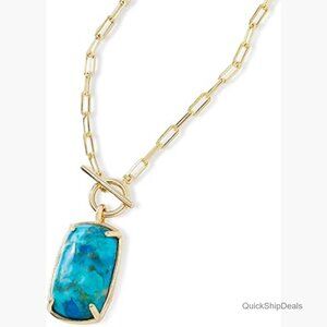 18K Gold Over Sterling Silver Paperclip Necklace with Composite Turquoise